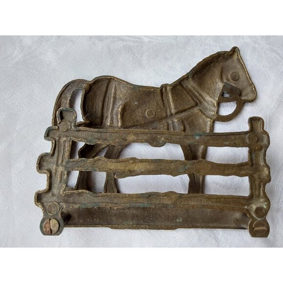 Vintage aged brass horse and fence letter holder figurine rack - Picture 4 of 6